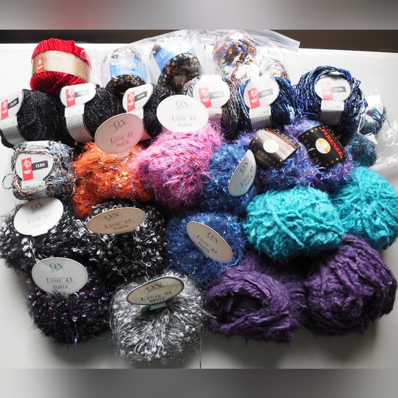 Novelty Yarn Lot Eyelash Boucle Fun Fur Metallic Muench Cleo Linie 43 Punta - Picture 3 of 17